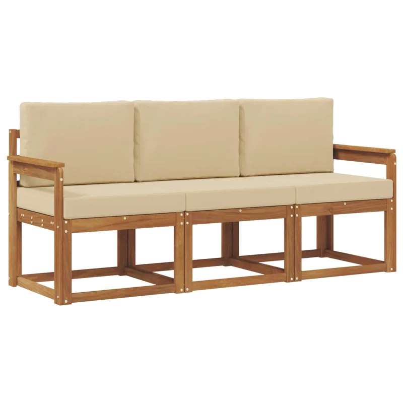 Lauko sofos komplektas su pagalve 3 pcs Natūralus ir bežinis