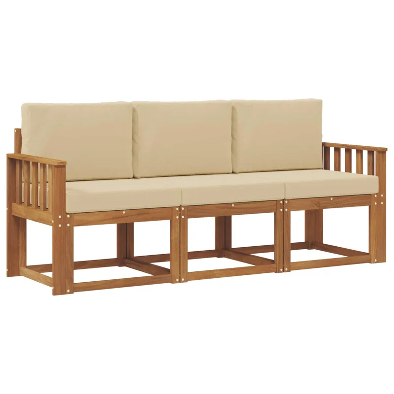 Lauko sofos komplektas su pagalve 3 pcs Natūralus ir bežinis
