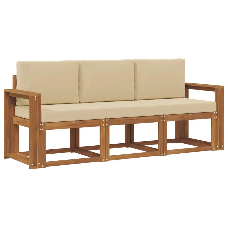 Lauko sofos komplektas su pagalve 3 pcs Natūralus ir bežinis