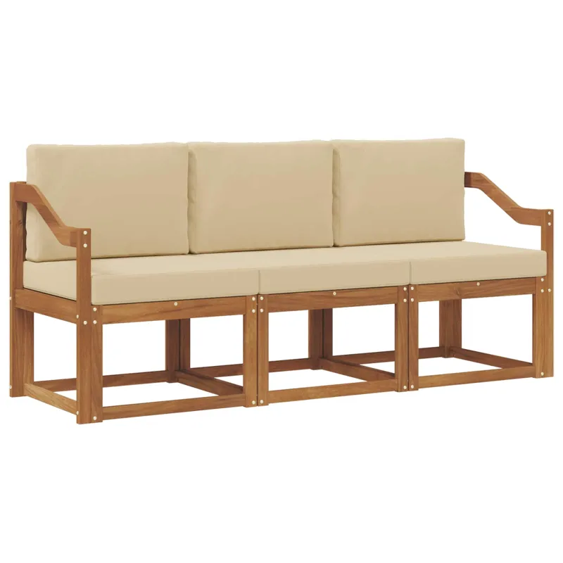 Lauko sofos komplektas su pagalve 3 pcs Natūralus ir bežinis
