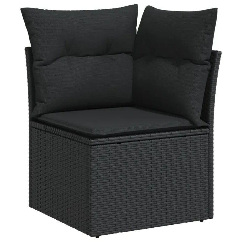 Sodo komplekti, 10 osaa, juoda, polyratasta, tyynyillä