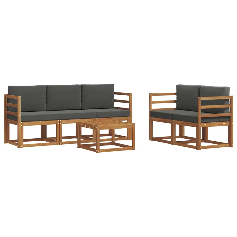 Lauko sofos komplektas su pagalve 6 pcs Natūralus ir antracitas