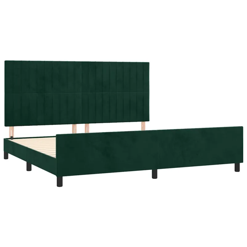 Lovos rėmas be čiužinio tamsiai žalias 200x200 cm aksomas