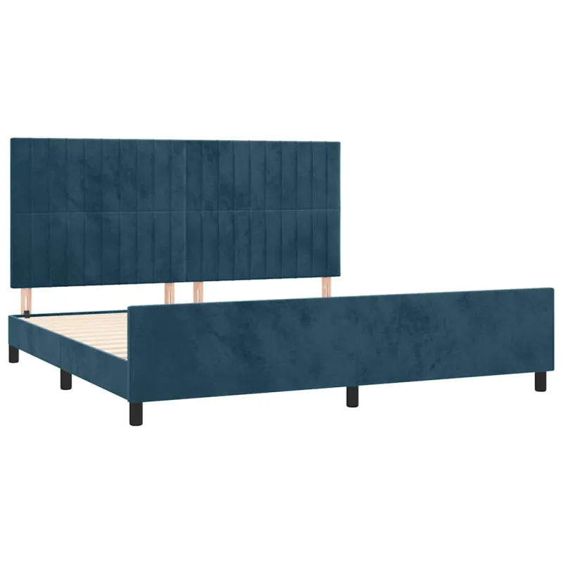 Lovos rėmas be čiužinio tamsiai mėlynas 200x200 cm aksomas