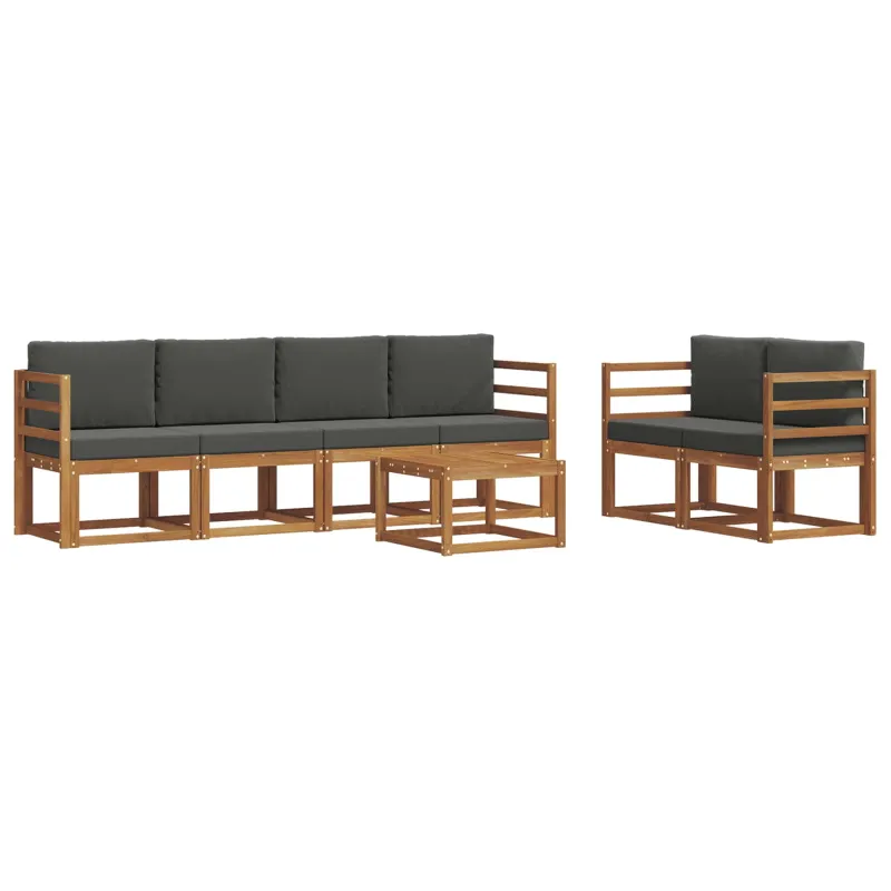 Lauko sofos komplektas su pagalve 7 pcs Natūralus ir antracitas