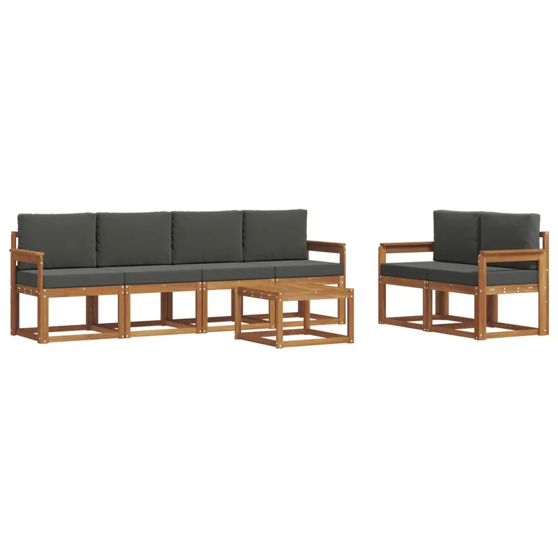 Lauko sofos komplektas su pagalve 7 pcs Natūralus ir antracitas