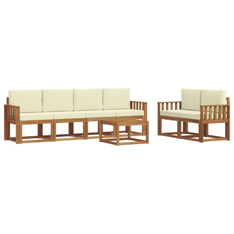 Lauko sofos komplektas su pagalve 7 pcs Natūralus ir grietinėlė