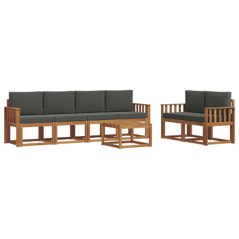 Lauko sofos komplektas su pagalve 7 pcs Natūralus ir antracitas