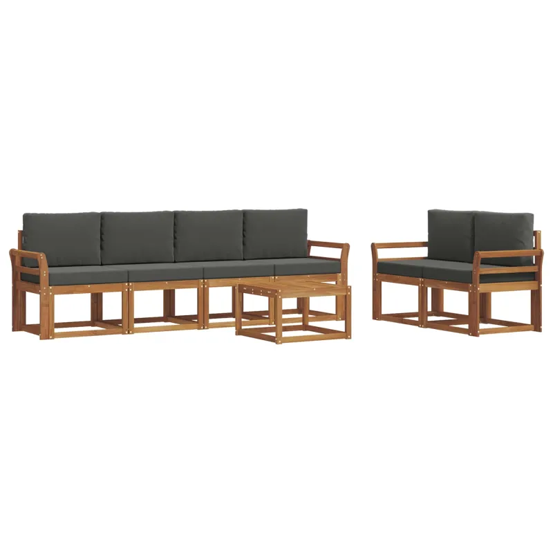 Lauko sofos komplektas su pagalve 7 pcs Natūralus ir antracitas