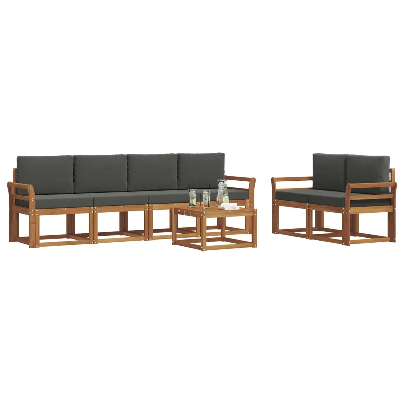 Lauko sofos komplektas su pagalve 7 pcs Natūralus ir antracitas
