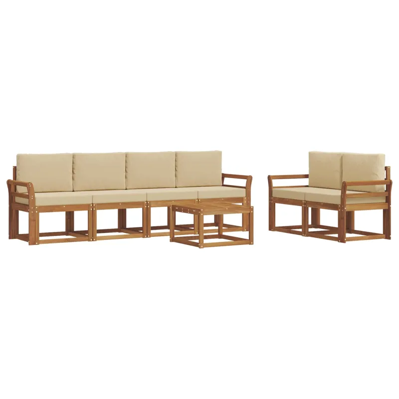 Lauko sofos komplektas su pagalve 7 pcs Natūralus ir bežinis