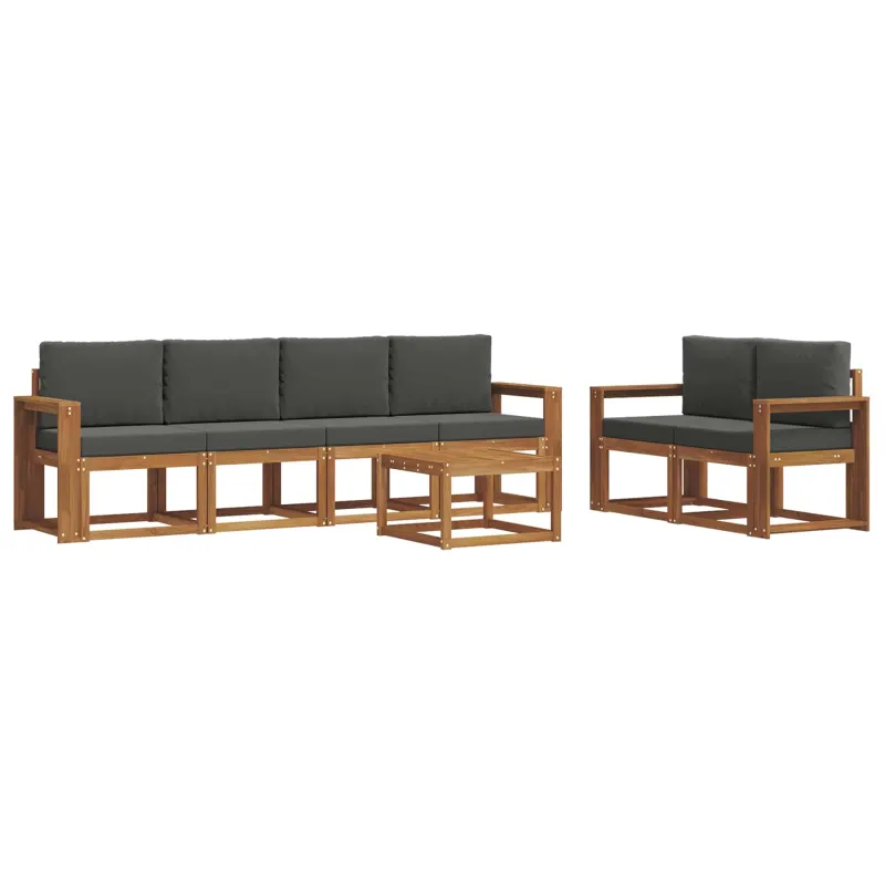 Lauko sofos komplektas su pagalve 7 pcs Natūralus ir antracitas