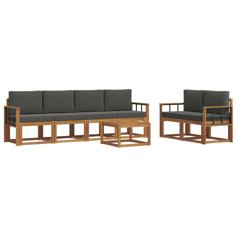 Lauko sofos komplektas su pagalve 7 pcs Natūralus ir antracitas