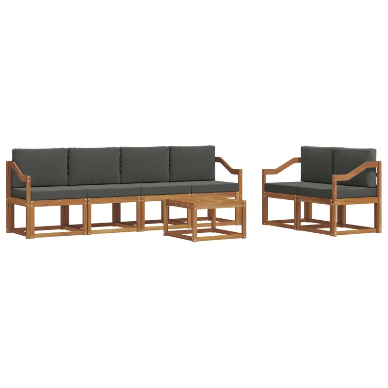 Lauko sofos komplektas su pagalve 7 pcs Natūralus ir antracitas