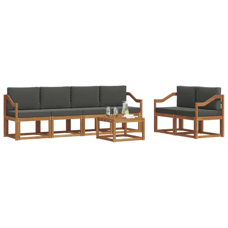 Lauko sofos komplektas su pagalve 7 pcs Natūralus ir antracitas
