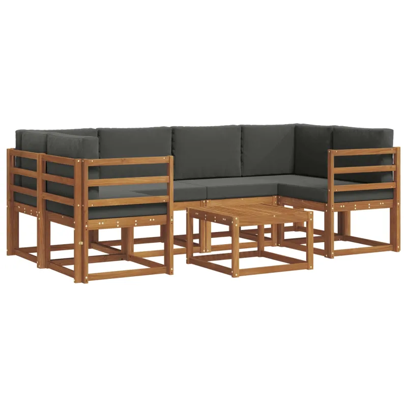 Lauko sofos komplektas su pagalve 7 pcs Natūralus ir antracitas