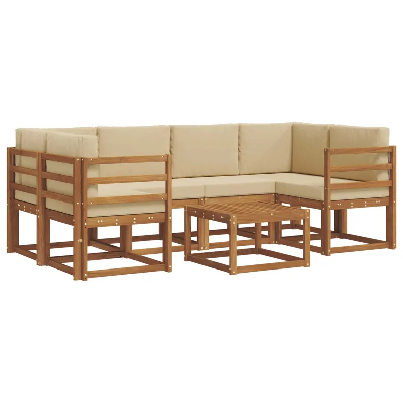 Lauko sofos komplektas su pagalve 7 pcs Natūralus ir bežinis