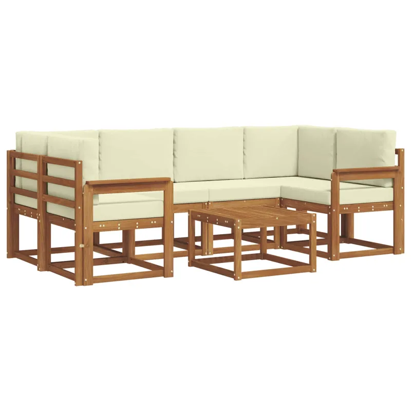 Lauko sofos komplektas su pagalve 7 pcs Natūralus ir grietinėlė