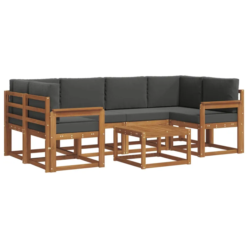 Lauko sofos komplektas su pagalve 7 pcs Natūralus ir antracitas