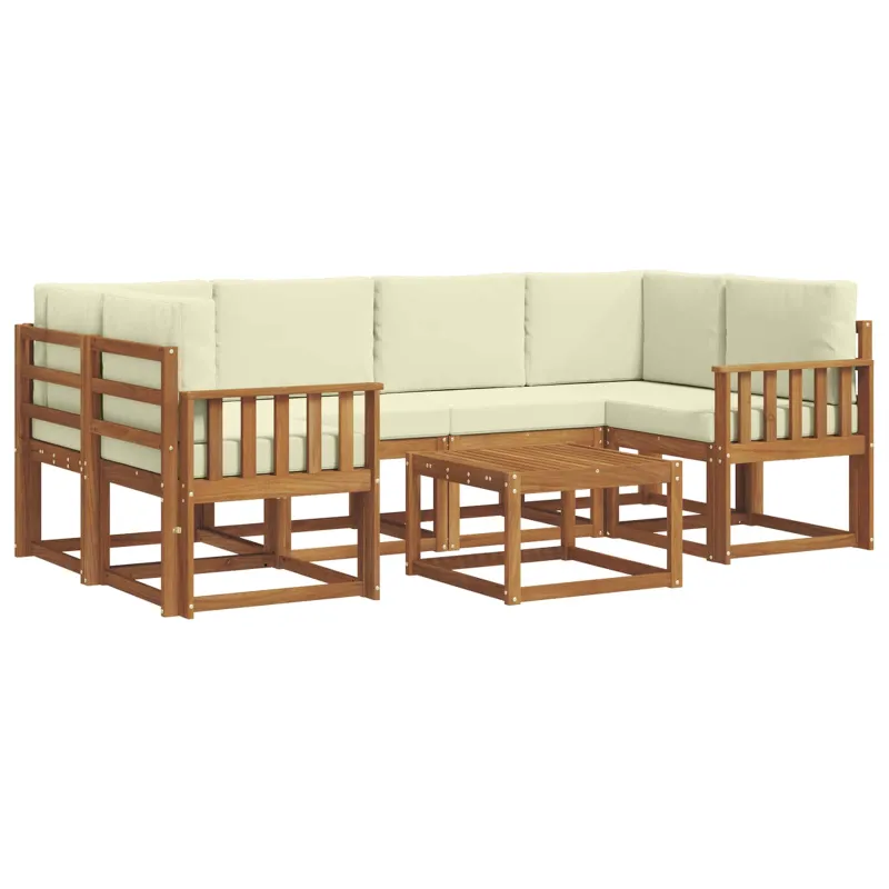 Lauko sofos komplektas su pagalve 7 pcs Natūralus ir grietinėlė
