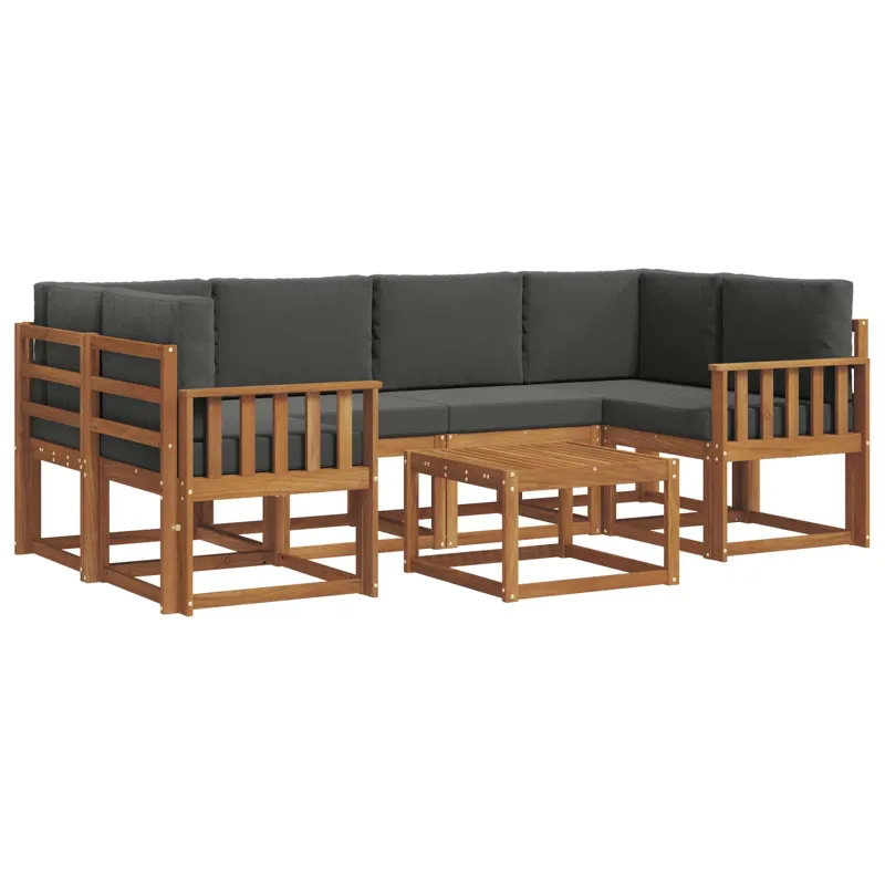 Lauko sofos komplektas su pagalve 7 pcs Natūralus ir antracitas