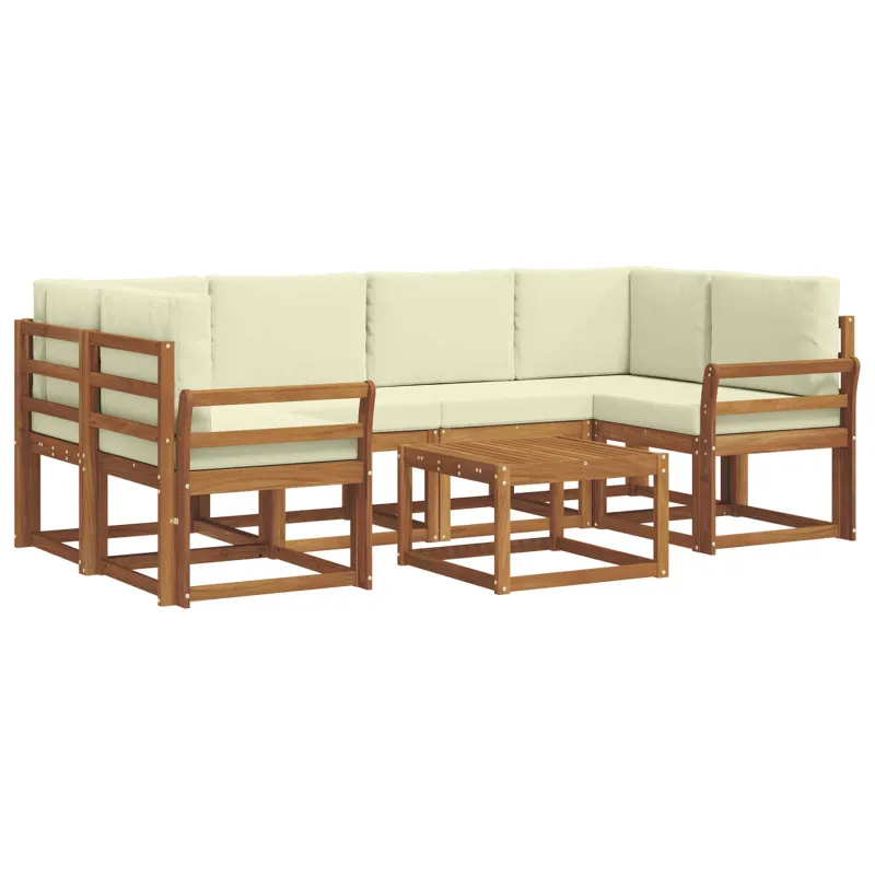 Lauko sofos komplektas su pagalve 7 pcs Natūralus ir grietinėlė