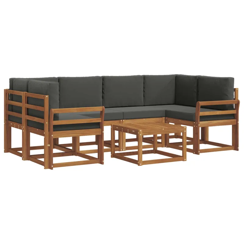 Lauko sofos komplektas su pagalve 7 pcs Natūralus ir antracitas
