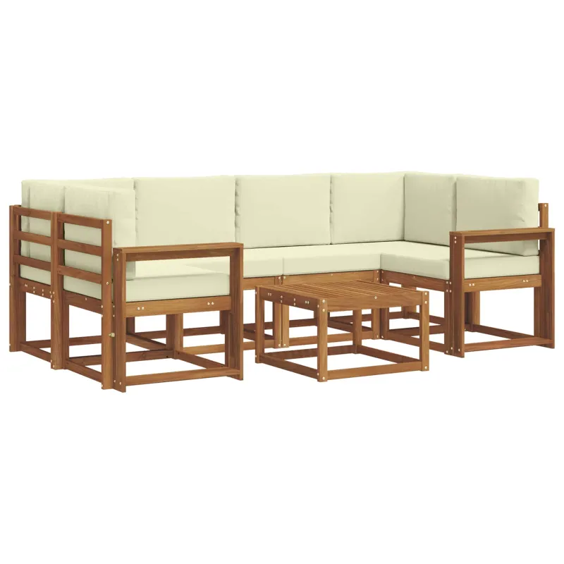 Lauko sofos komplektas su pagalve 7 pcs Natūralus ir grietinėlė