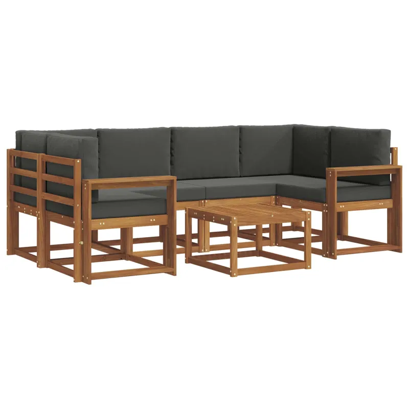 Lauko sofos komplektas su pagalve 7 pcs Natūralus ir antracitas