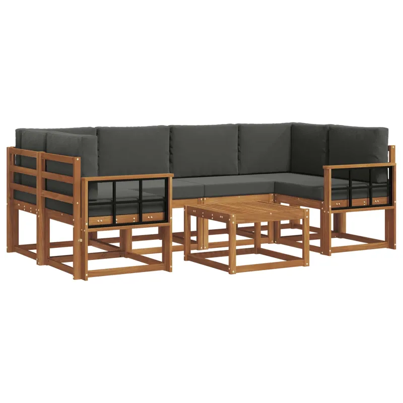 Lauko sofos komplektas su pagalve 7 pcs Natūralus ir antracitas