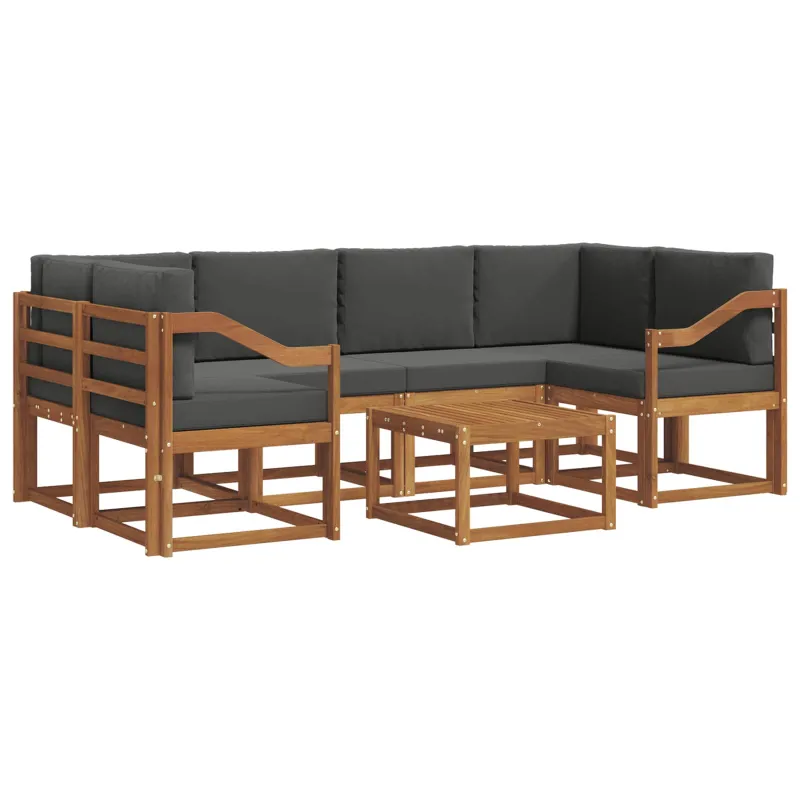 Lauko sofos komplektas su pagalve 7 pcs Natūralus ir antracitas
