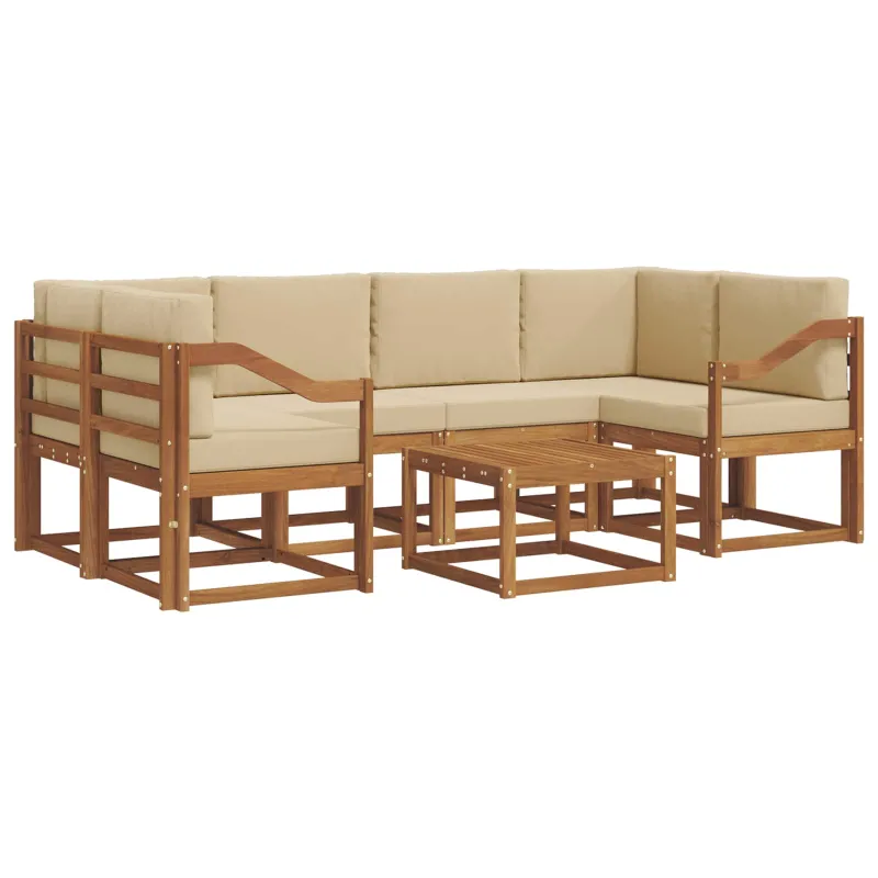 Lauko sofos komplektas su pagalve 7 pcs Natūralus ir bežinis