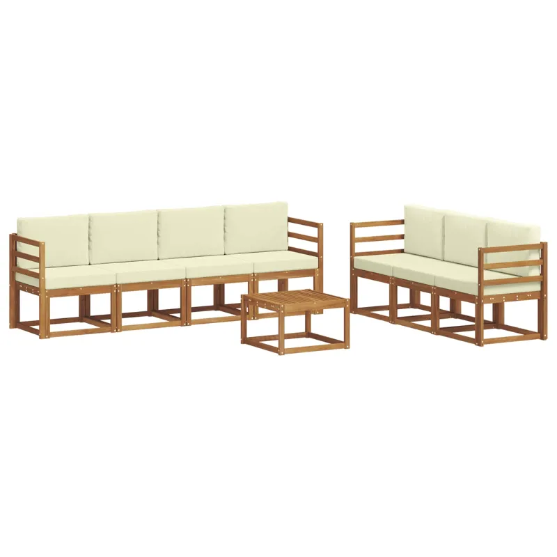 Lauko sofos komplektas 8 pcs Natūralus ir grietinėlė