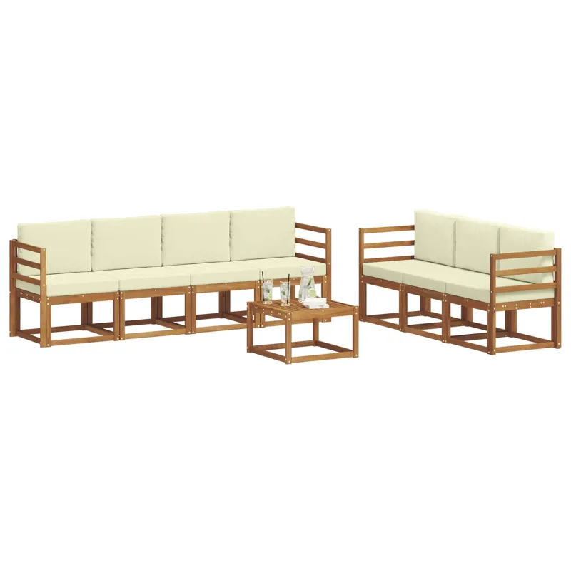 Lauko sofos komplektas 8 pcs Natūralus ir grietinėlė