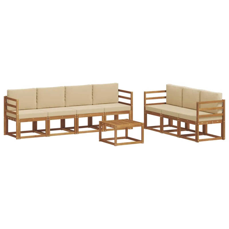 Lauko sofos komplektas su pagalve 8 pcs Natūralus ir bežinis