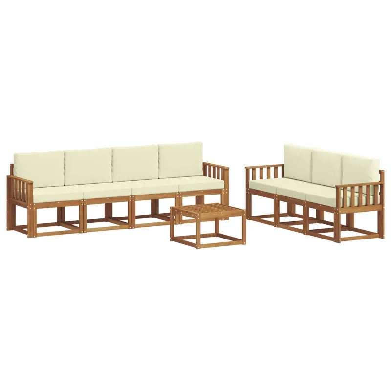 Lauko sofos komplektas su pagalve 8 pcs Natūralus ir grietinėlė