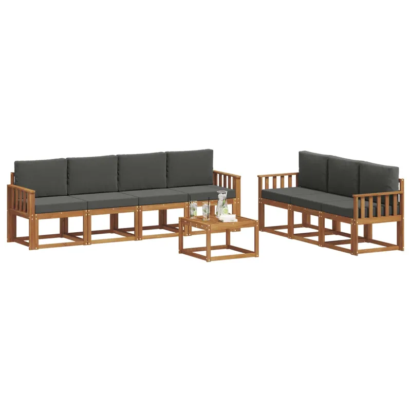 Lauko sofos komplektas su pagalve 8 pcs Natūralus ir antracitas