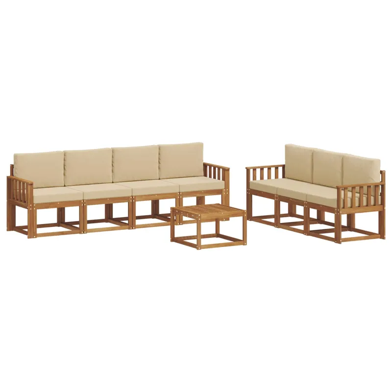 Lauko sofos komplektas su pagalve 8 pcs Natūralus ir bežinis