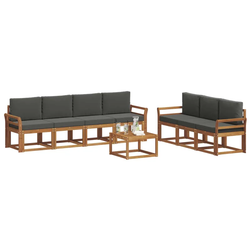 Lauko sofos komplektas su pagalve 8 pcs Natūralus ir antracitas