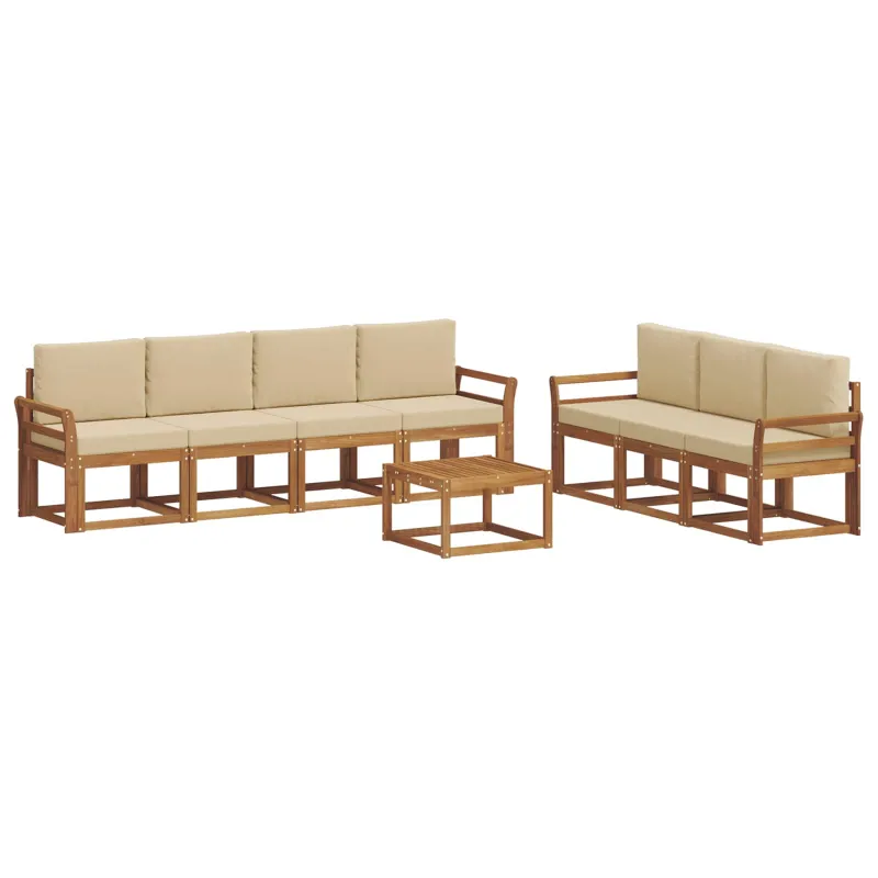 Lauko sofos komplektas su pagalve 8 pcs Natūralus ir bežinis