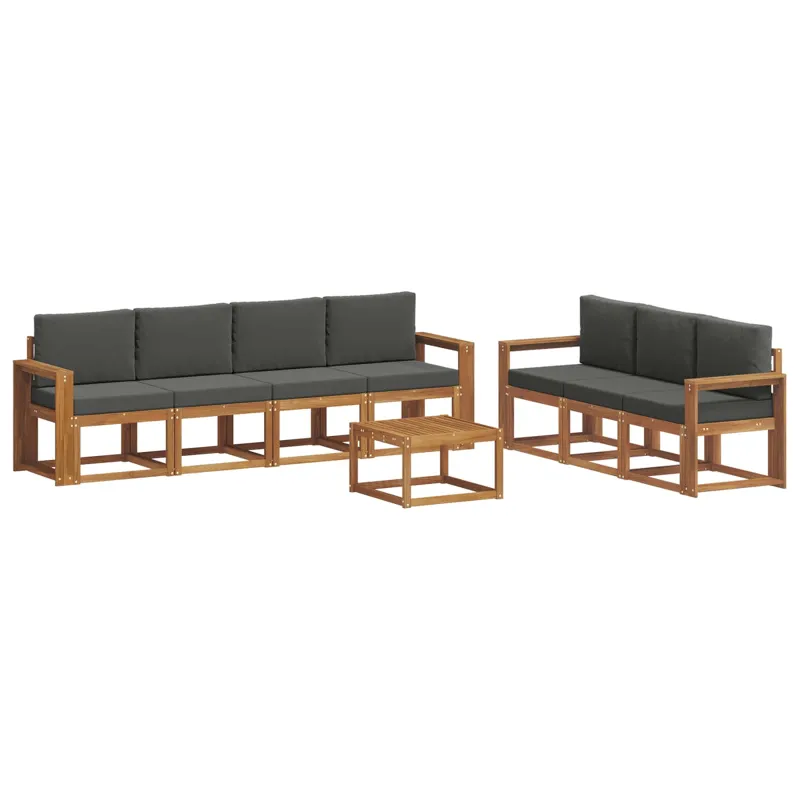 Lauko sofos komplektas su pagalve 8 pcs Natūralus ir antracitas