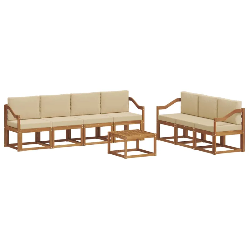 Lauko sofos komplektas su pagalve 8 pcs Natūralus ir bežinis