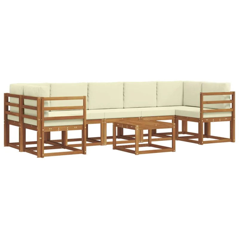 Lauko sofos komplektas su pagalve 8 pcs Natūralus ir grietinėlė