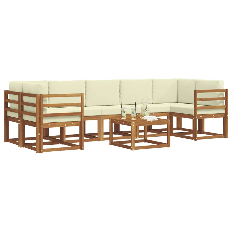 Lauko sofos komplektas su pagalve 8 pcs Natūralus ir grietinėlė
