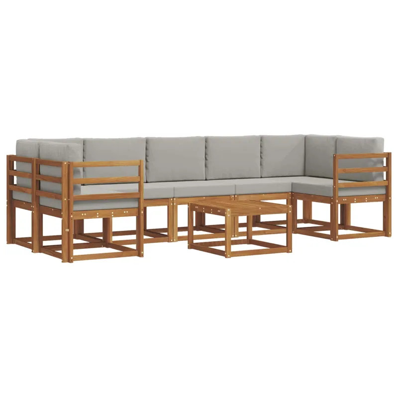 Lauko sofos komplektas 8 pcs Natūrali ir šviesiai pilka