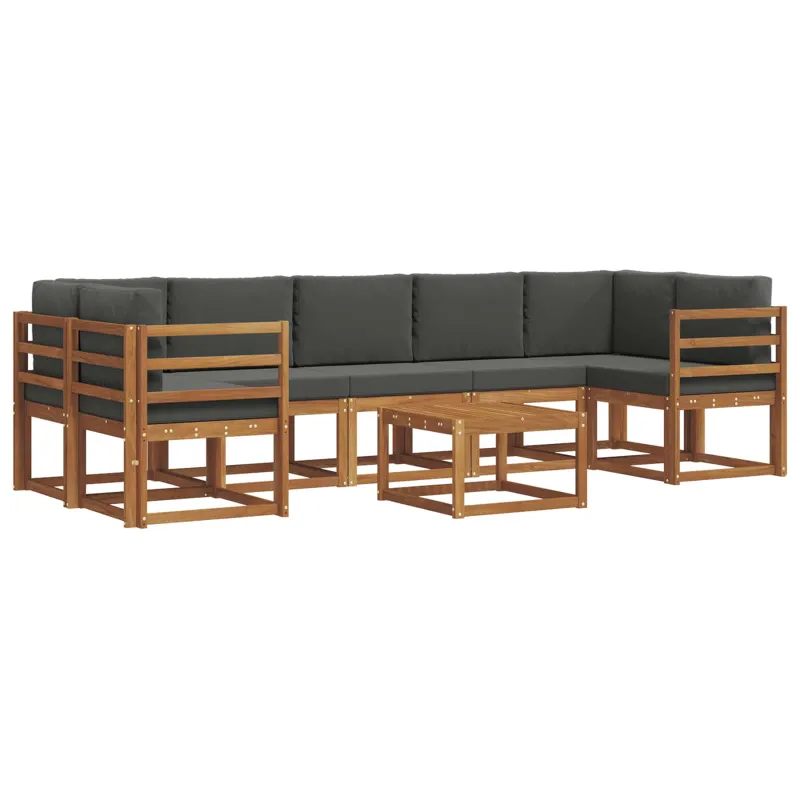 Lauko sofos komplektas su pagalve 8 pcs Natūralus ir antracitas