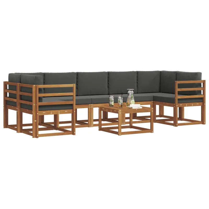Lauko sofos komplektas su pagalve 8 pcs Natūralus ir antracitas