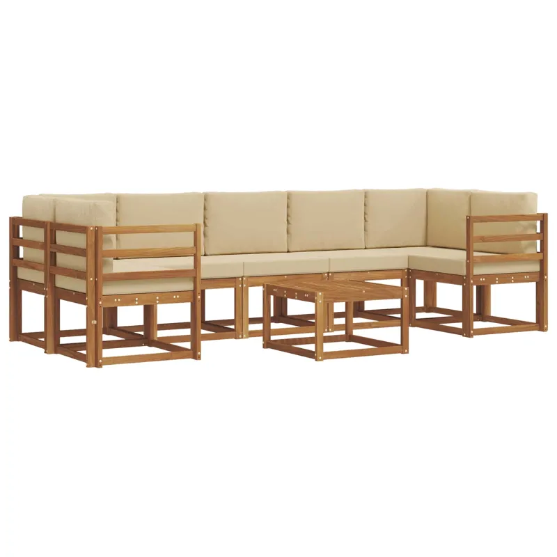 Lauko sofos komplektas su pagalve 8 pcs Natūralus ir bežinis