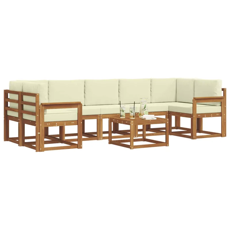 Lauko sofos komplektas su pagalve 8 pcs Natūralus ir grietinėlė