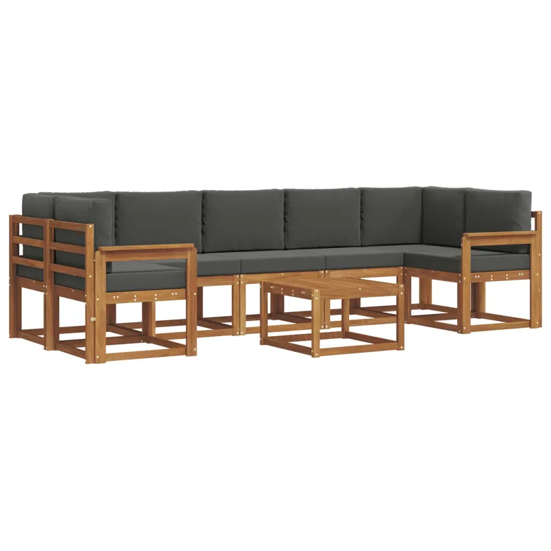 Lauko sofos komplektas su pagalve 8 pcs Natūralus ir antracitas